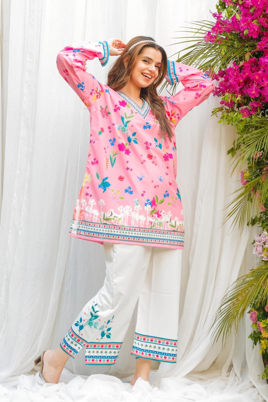 PINK FLORAL DIGITAL PRINT 2PCS