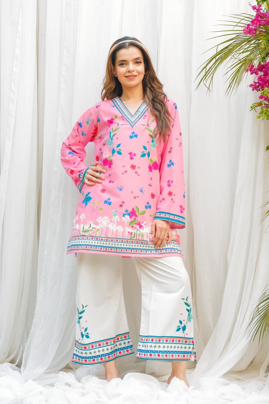 PINK FLORAL DIGITAL PRINT 2PCS
