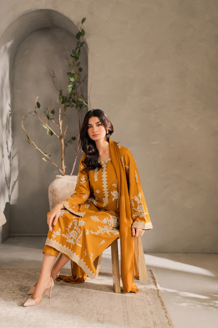 MUSTARD EMBROIDERY 3PC