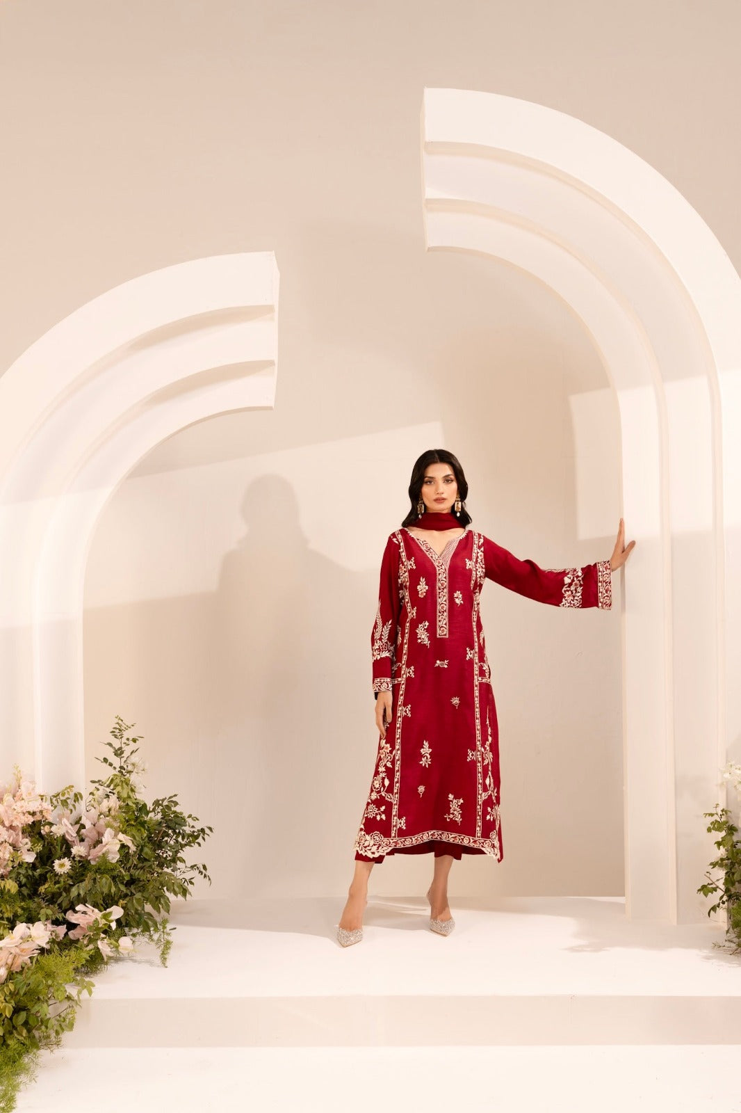 RED ROYAL EMBROIDERY 3PC