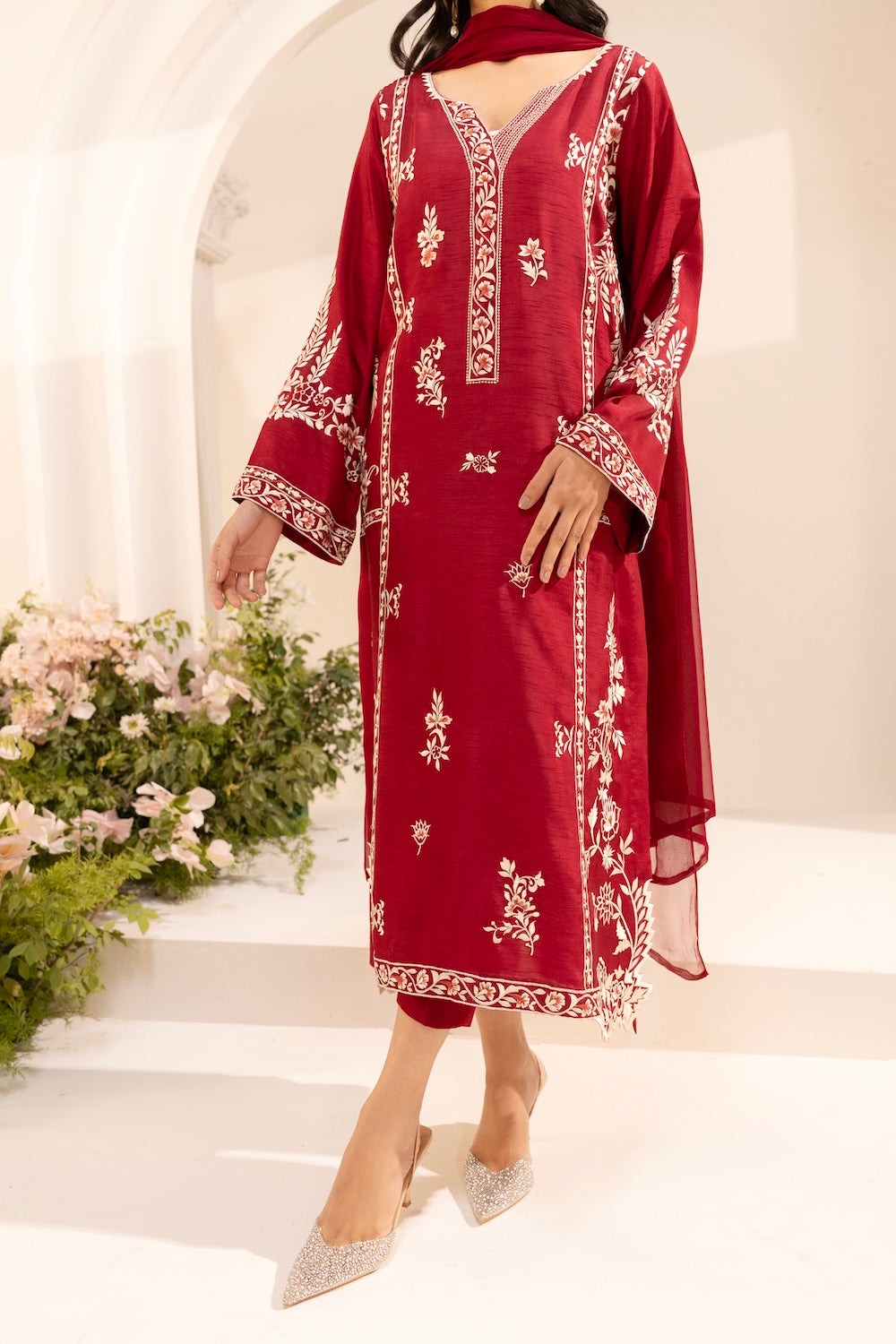 RED ROYAL EMBROIDERY 3PC