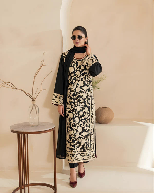 Black 3pcs Embroidery