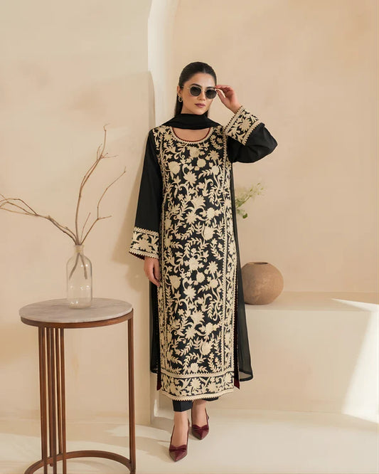 Black 3pcs Embroidery