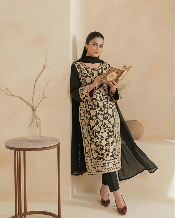 Black 3pcs Embroidery