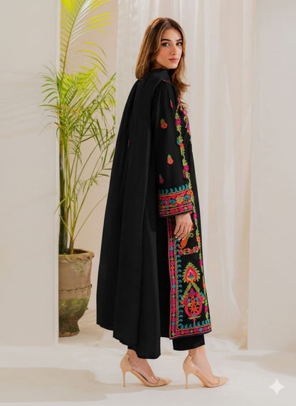 Ayzaa Black 3Pcs Embroidery