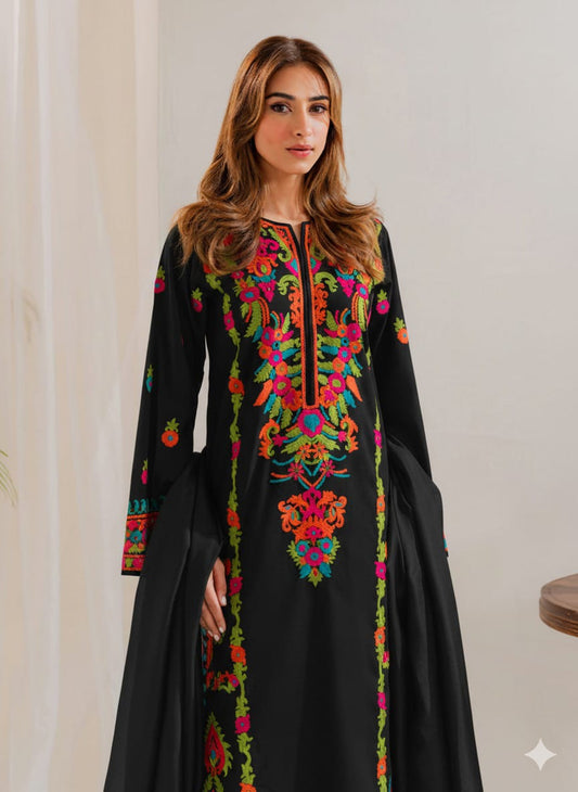 Ayzaa Black 3Pcs Embroidery