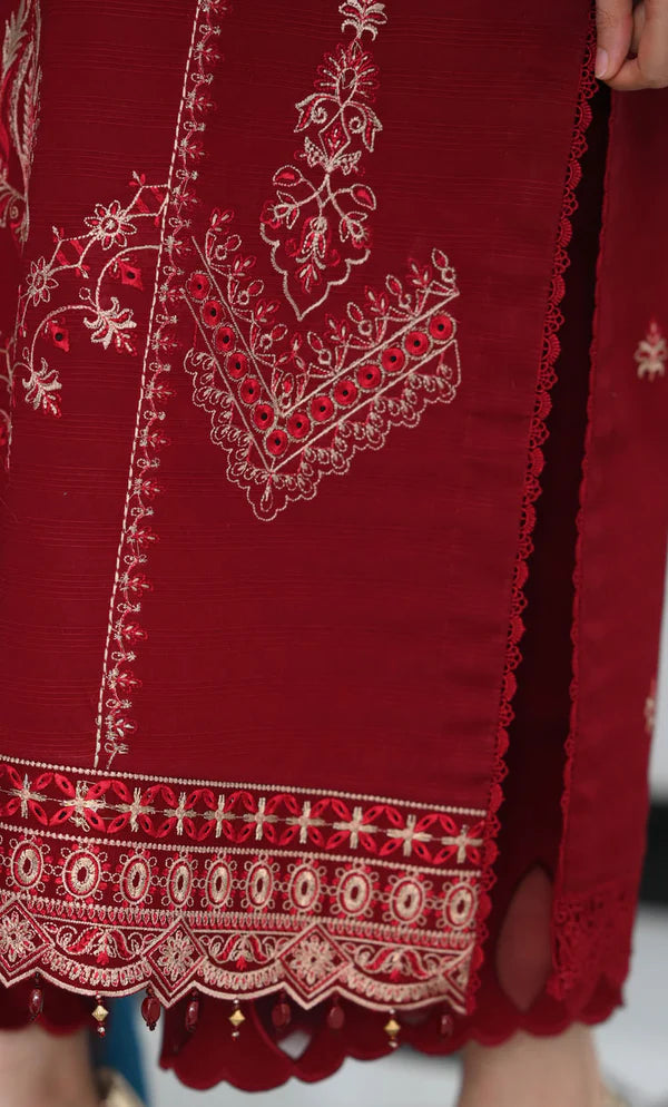 Mahroon 3Pcs Embroidery
