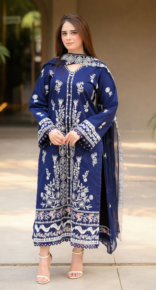 BLUE EMBROIDERY 3PC