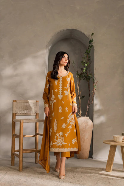 Mustard 3Pcs Embroidery