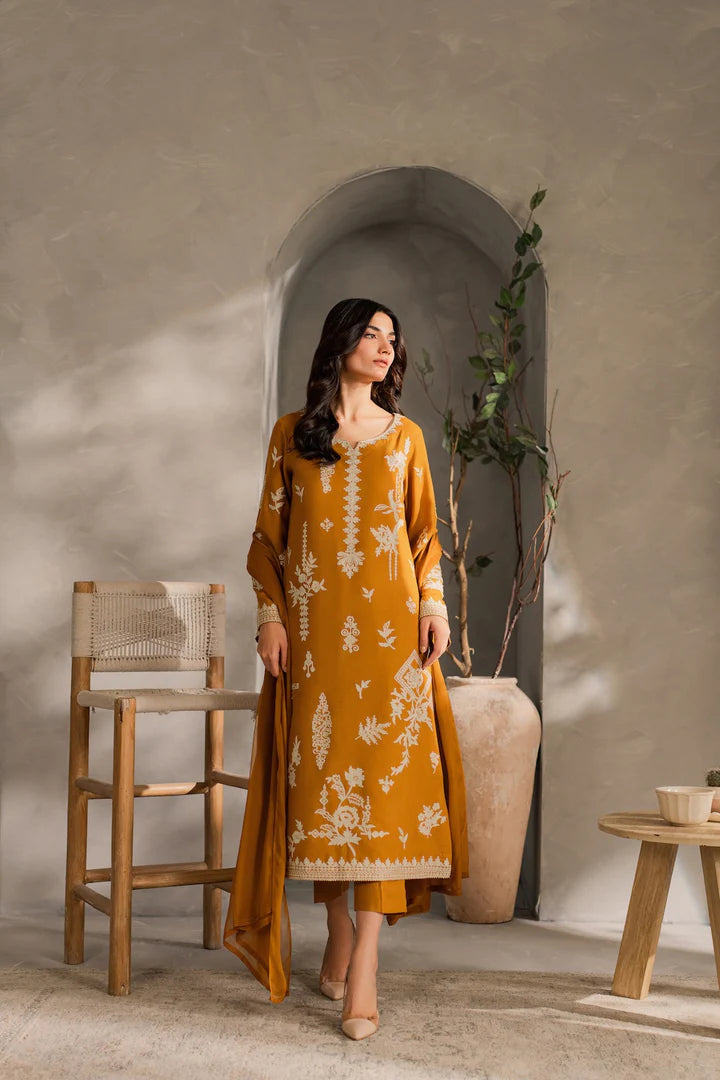 MUSTARD EMBROIDERY 3PC