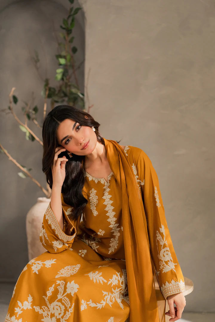 MUSTARD EMBROIDERY 3PC