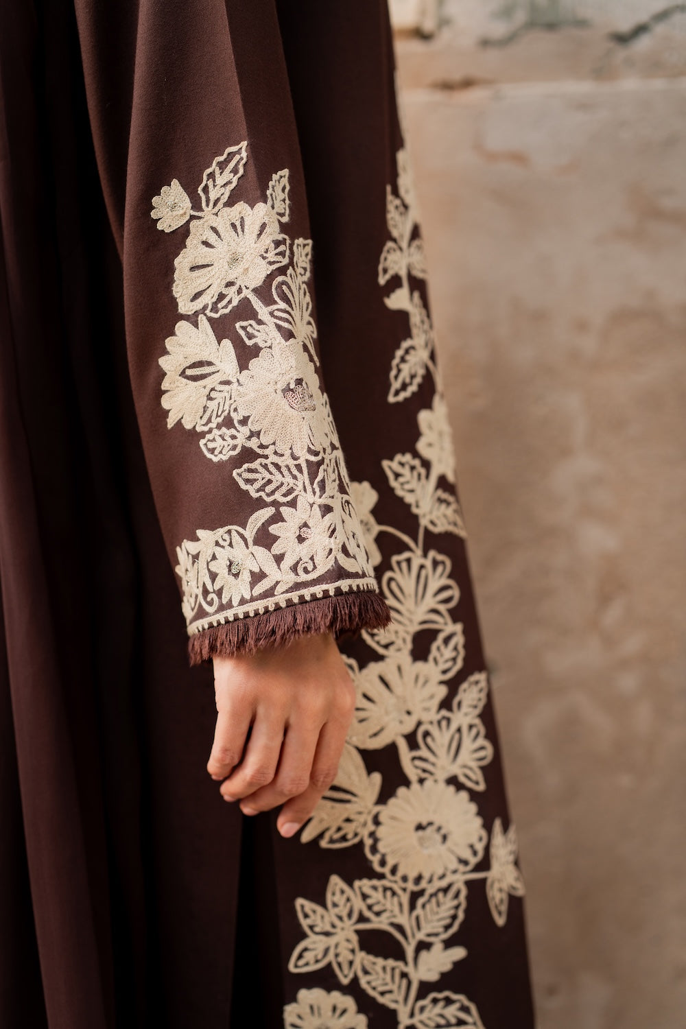 Brownish 3Pcs Embroidery