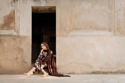 Brownish 3Pcs Embroidery