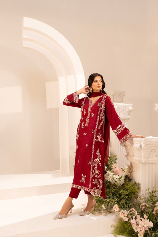 RED ROYAL EMBROIDERY 3PC