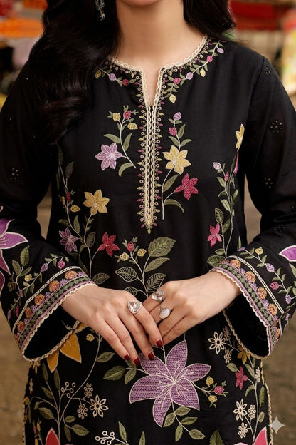 Aleesha black 3Pcs Embroidery