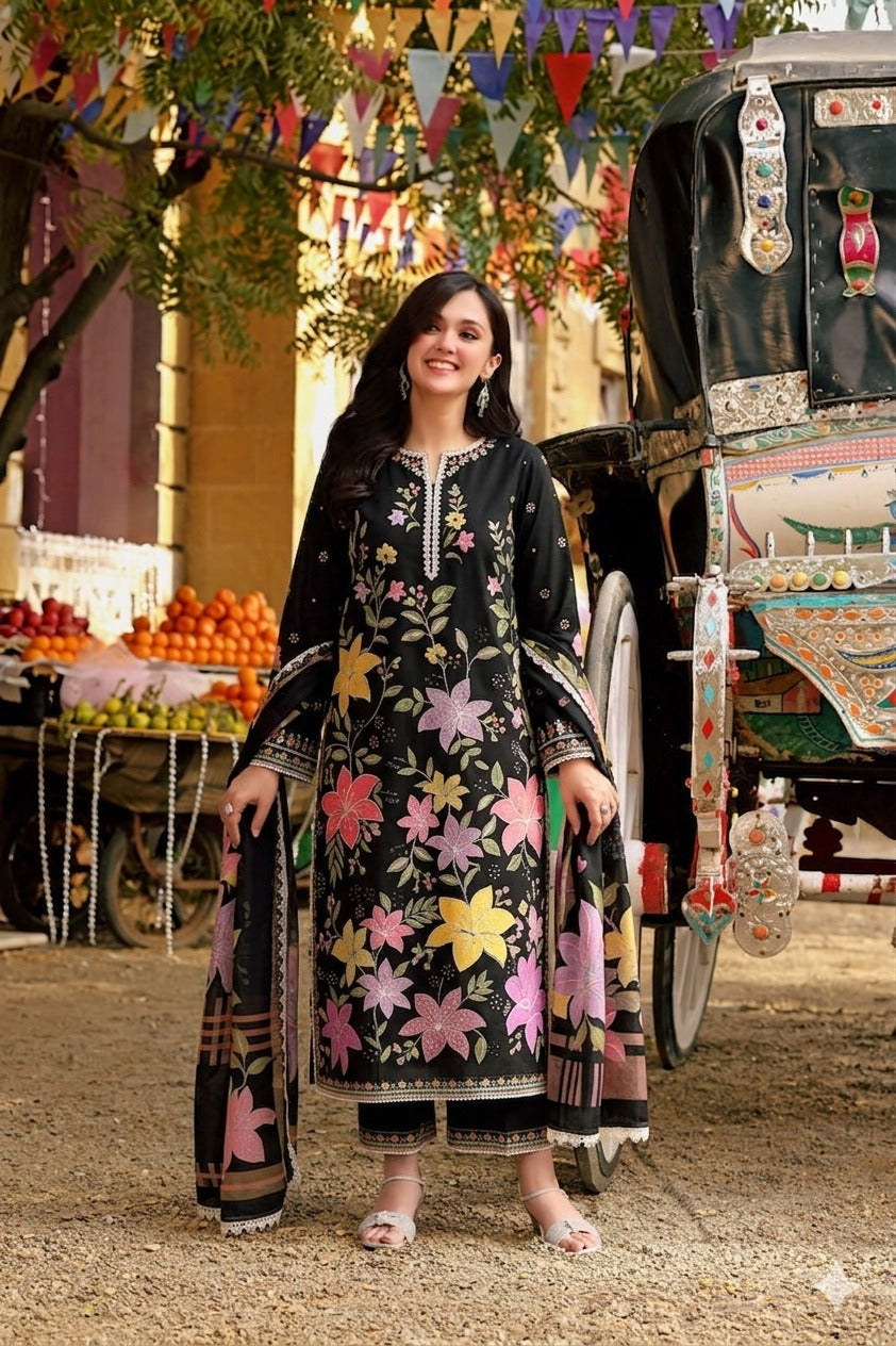 Aleesha black 3Pcs Embroidery