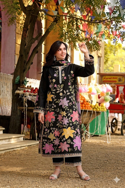 Aleesha black 3Pcs Embroidery
