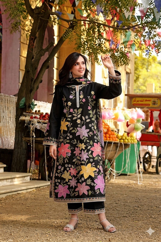 Aleesha black 3Pcs Embroidery