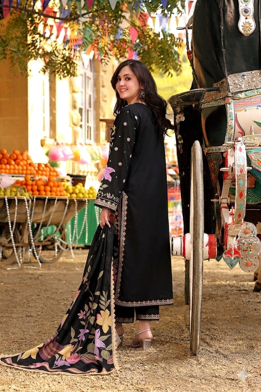 Aleesha black 3Pcs Embroidery